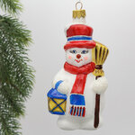 Стеклянная елочная игрушка Снеговик Оле - Житель Винтертауна 14 см, подвеска