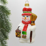 Стеклянная елочная игрушка Снеговик Андреас - Житель Винтертауна 14 см, подвеска