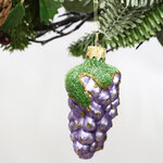 Стеклянная елочная игрушка Виноград 9 см фиолетовый, подвеска