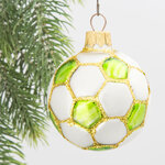 Стеклянная елочная игрушка Футбольный мяч - Green Edition 7 см, подвеска