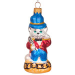 Стеклянная елочная игрушка Кот Томас - Нотариус городка Вондервилль 9 см, подвеска