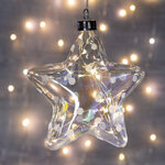 Подвесной светильник Звезда Искорка 18 см, 20 теплых белых LED ламп, на батарейках, стекло