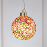 Декоративный подвесной светильник Шар Разноцветное Ретро 8 см, теплые белые LED лампы, на батарейках, стекло