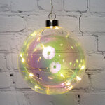 Декоративный подвесной светильник Шар Инграм 12 см, 10 теплых белых LED ламп, на батарейках, стекло