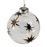Светящийся елочный шар Ivory Star 10 см, 10 теплых белых LED ламп, на батарейках