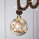 Декоративный подвесной светильник Шар Gold Leaf 10 см, 10 теплых белых LED ламп, на батарейках