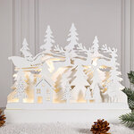 Новогодний светильник Санта в зимнем лесу 29*24 см, на батарейках