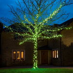 Гирлянды на дерево Клип Лайт Quality Light 30 м, 300 зеленых LED ламп, с мерцанием, прозрачный ПВХ, IP44