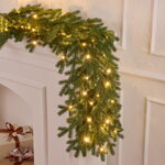 Хвойная гирлянда с лампочками Версальская 150*35 см, 73 теплые белые LED лампы, ЛИТАЯ 100%