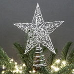 Звезда на елку Кружевная 15 см серебряная