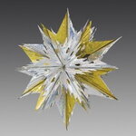 Звезда из фольги Объемная 60 см золотая голографическая с серебряным