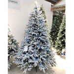 Искусственная елка с огоньками Гамильтон заснеженная 228 см, 750 теплых/холодных белых ламп, ЛИТАЯ + ПВХ