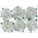 Искусственные розы на проволоке Grace White 4 см, 6 шт