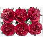 Искусственные розы на проволоке Grace Red 4 см, 6 шт