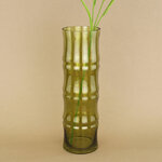 Стеклянная ваза Bambu 32*10 см оливковая