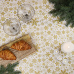 Новогодняя скатерть Праздничные Снежинки 180*130 см золотистая