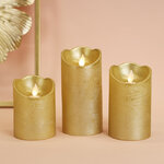 Набор светодиодных свечей с имитацией пламени Narcis Gold 10-15 см, 3 шт с пультом управления, на батарейках