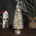 Декоративная светящаяся елочка Chelsea Silver 35 см, 20 теплых белых мини LED ламп, на батарейках