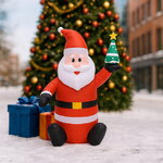 Надувная фигура Дед Мороз с елочкой 120 см с подсветкой