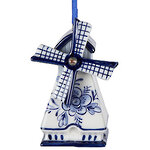 Елочная игрушка Ветряная Мельница в Дельфтском Стиле с Треугольной Крышей 8 см, подвеска