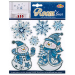 Наклейки на окна и стены Морозные Снеговики со снежинками 19 см