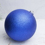Пластиковый шар 15 см синий искристый, Winter Decoration