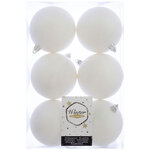 Набор пластиковых шаров 8 см белый искристый, 6 шт, Winter Decoration