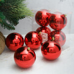 Набор пластиковых глянцевых шаров 10 см красный, 4 шт, Winter Decoration 2 сорт