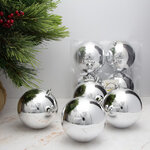 Набор пластиковых глянцевых шаров 10 см серебряный, 4 шт, Winter Decoration