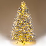 Искусственная елка с лампочками Королева Леса заснеженная 215 см, 530 теплых белых ламп, ЛИТАЯ 100%