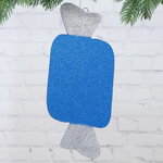 Игрушка для уличной елки Конфетка с блестками 25 см синяя, пеноплекс