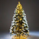 Искусственная елка с гирляндой Власта заснеженная 180 см, 500 разноцветных/теплых белых LED ламп, контроллер, ЛИТАЯ + ПВХ