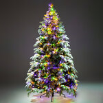 Искусственная елка с гирляндой Власта заснеженная 240 см, 910 разноцветных/теплых белых LED ламп, контроллер, ЛИТАЯ + ПВХ