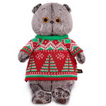 Мягкая игрушка Кот Басик в свитере с елками 19 см