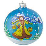 Стеклянный елочный шар Сударушка 10 см