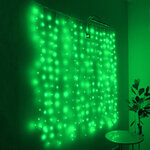 Гирлянда штора Роса 1.6*1.6 м, 256 зеленых мини LED с мерцанием, серебряная проволока