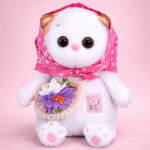 Мягкая игрушка Кошечка Лили Baby в косыночке и с корзинкой 20 см