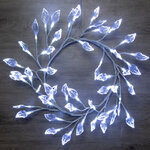 Светодиодный венок Ледяные Листья 27 см, 48 холодных белых LED