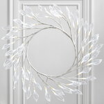 Светодиодный венок Ледяные Листья 27 см, 48 холодных белых LED
