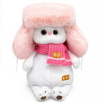 Мягкая игрушка Кошечка Лили в меховой шапке и шарфе 24 см