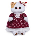 Мягкая игрушка Кошечка Лили в бордовом платье 27 см