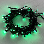 Уличная гирлянда 24V Legoled 75 зеленых LED ламп, 10 м, черный КАУЧУК, соединяемая, IP54