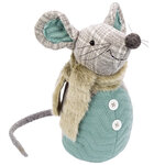 Декоративная фигура - стоппер Мышонок Стюарт в теплом шарфике 25 см