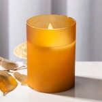 Светодиодная свеча с имитацией пламени Magic Flame в стакане 10 см карамельная