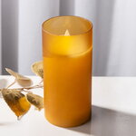 Светодиодная свеча с имитацией пламени Magic Flame в стакане 15 см карамельная