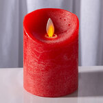 Светодиодная свеча с имитацией пламени 10 см, красная восковая, батарейка