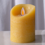 Светодиодная свеча с имитацией пламени 10 см, желтая восковая, батарейка