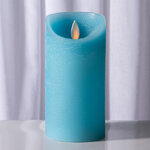 Светодиодная свеча с имитацией пламени Линдис 15 см, голубая, батарейка