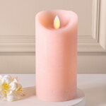 Светодиодная свеча с имитацией пламени 15 см, коралловая восковая, батарейка