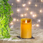 Светодиодная свеча с имитацией пламени 12.5 см, охровая восковая